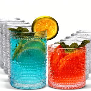 Woaiwo-q Clear Glassware Set 12pcs Durable Hobnail Design-0