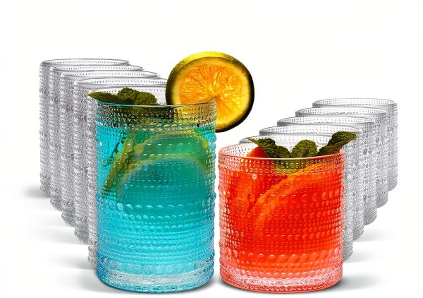 Woaiwo-q Clear Glassware Set 12pcs Durable Hobnail Design-0