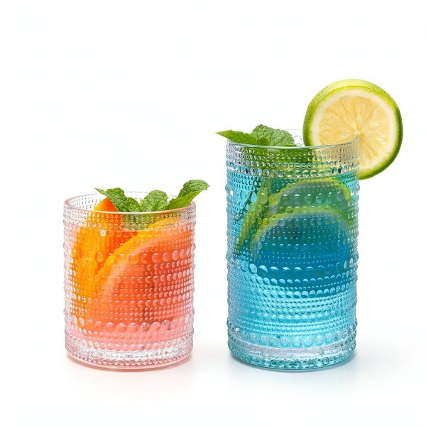 Woaiwo-q Clear Glassware Set 12pcs Durable Hobnail Design-1