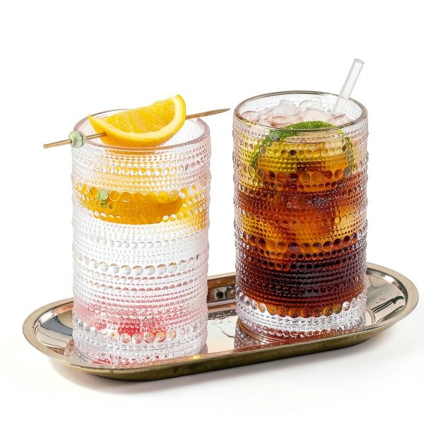 Dingerjar Hobnail Glassware Set of 6 Drinking Glasses-3