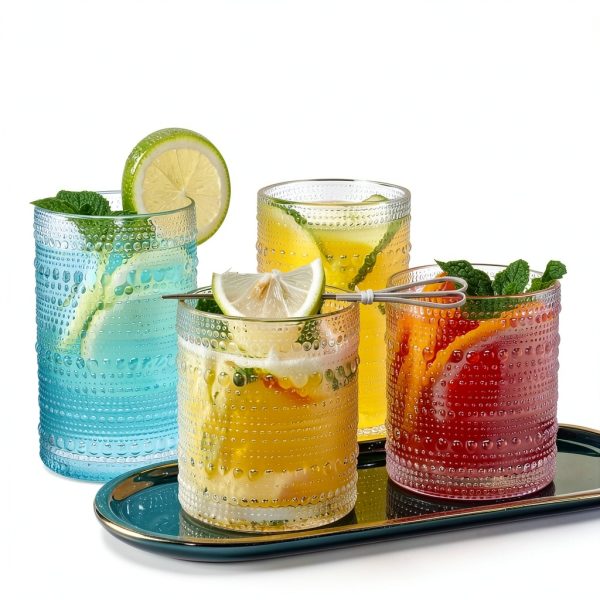Woaiwo-q Clear Glassware Set 12pcs Durable Hobnail Design-3