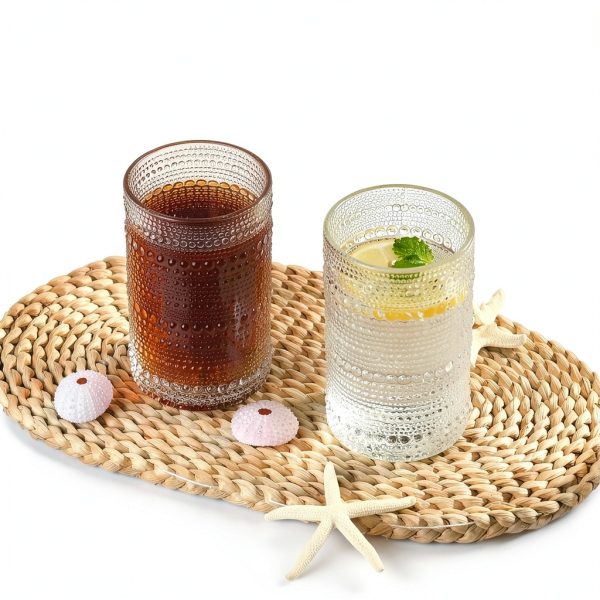 Moretoes Vintage Hobnail Drinking Glasses Set-4
