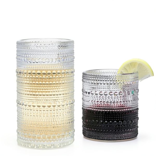 Woaiwo-q Clear Glassware Set 12pcs Durable Hobnail Design-4