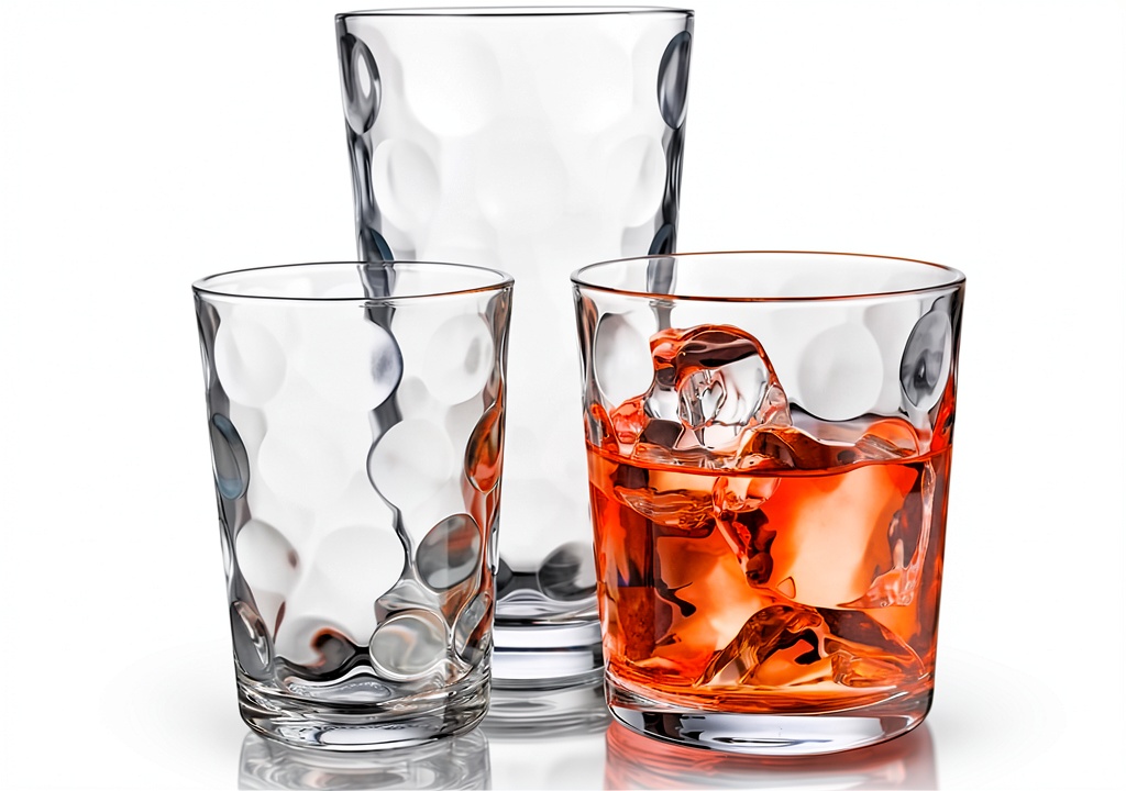 Geometrical Glassware Set on a wooden table