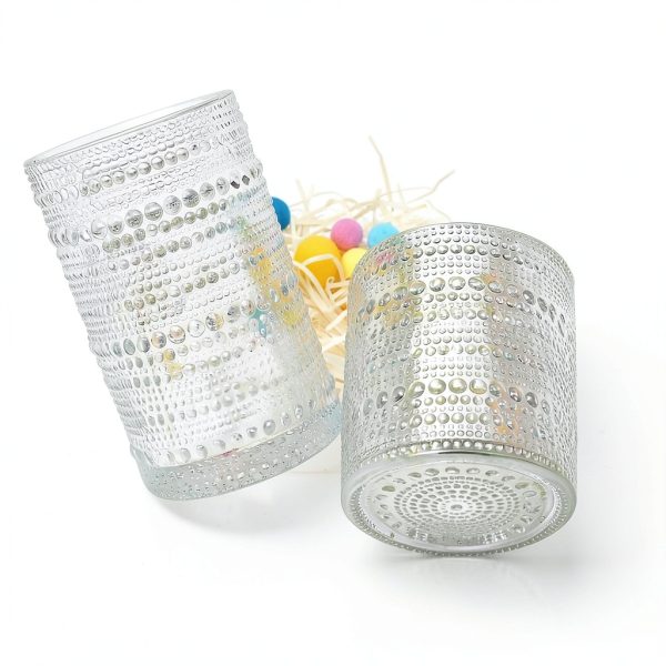 Woaiwo-q Clear Glassware Set 12pcs Durable Hobnail Design-5