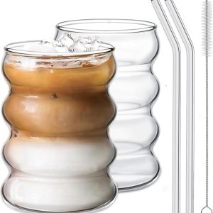 Ework4U Clear Drinking Glasses Set 14oz-0