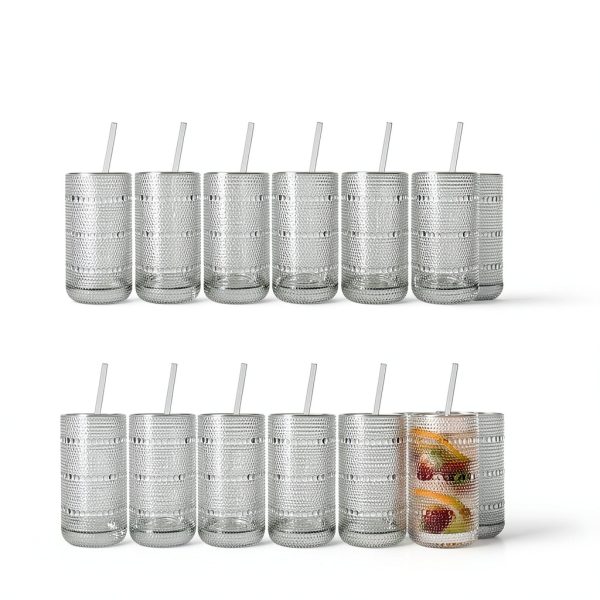 Hobnail Drinking Glasses Dingerjar 16oz Set-6